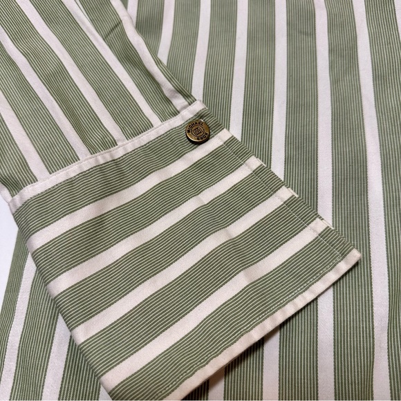 MICHAEL Michael Kors Women’s White & Green Striped Button Down Shirt SZ 10 - Picture 4 of 8